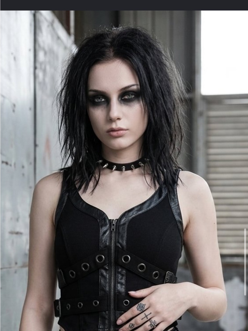 Killstar Black Faux-Leather Harness Zip Vest